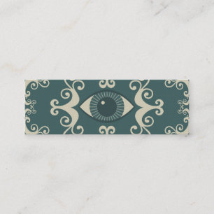 Smala Teal Damask Eyeball Psychic Reader-kort Mini Visitkort