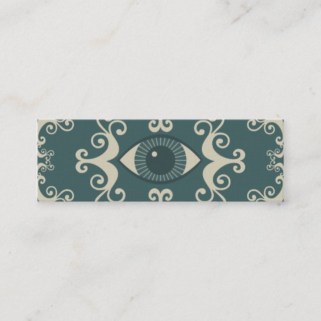 Smala Teal Damask Eyeball Psychic Reader-kort Mini Visitkort (Framsida)