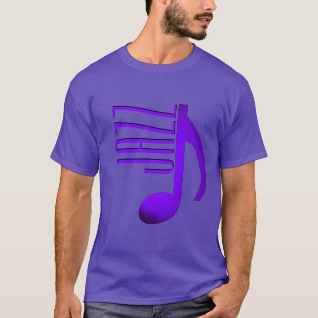 Smala-teckensnitt för Jazz Elegant Lila Blue Music Tee Shirt (Framsida)