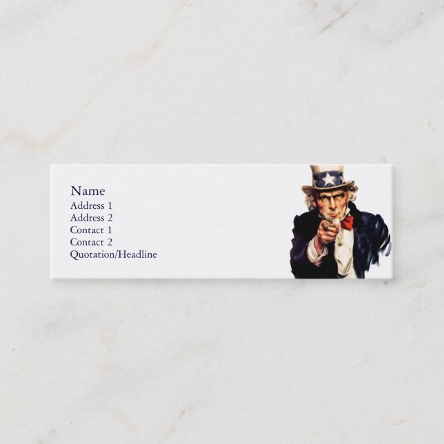 Smalan för Uncle Sam profilerar kort (Framsida)