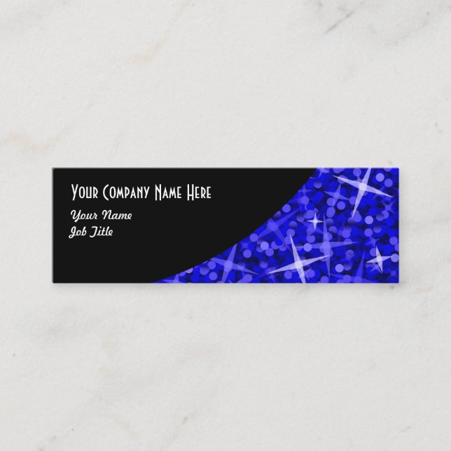 Smalan Glitz Mörk blått Black Curve-affärskort Mini Visitkort (Framsida)
