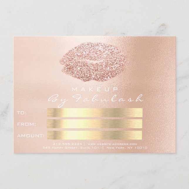  Smalan Makeup Läppar Gift Card rosa ros guld (Framsida)