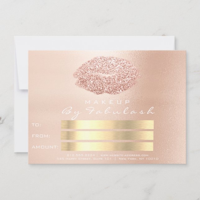  Smalan Makeup Läppar Gift Card rosa ros guld (Framsida)