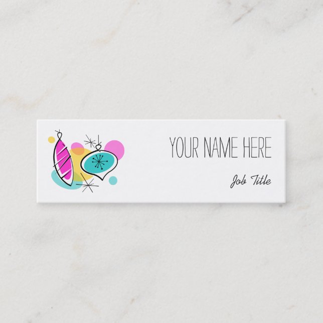 Smalan Retro Träd Baubles Groups sidotext Mini Visitkort (Framsida)