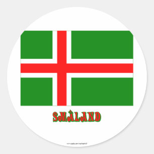 Småland flagga med namn (inofficiellt) runt klistermärke