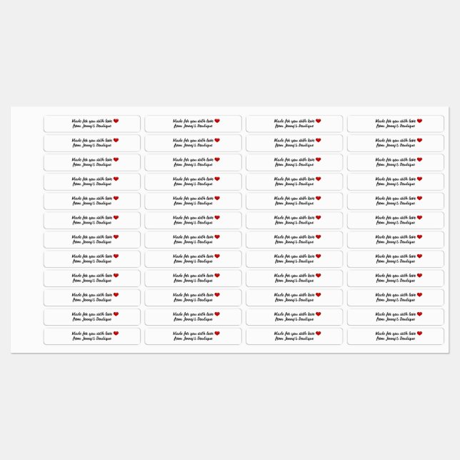 Smalans rektangel järn på vita etiketter (Ark)