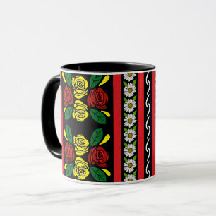 Smalbåt Röda Gula Rosor Blommönstrat Mugg