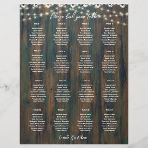 SMALL 16 Bord Rustic Wood Snöre SATING CHART