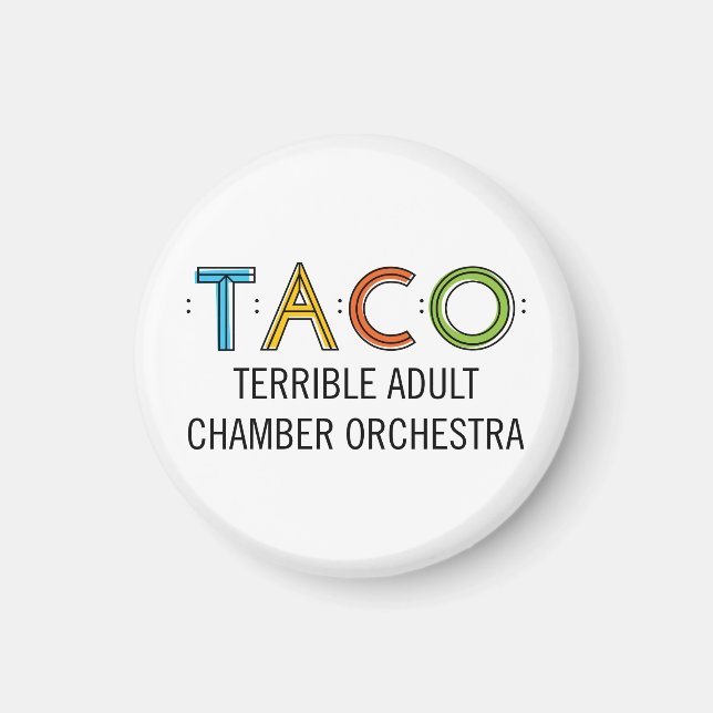 Small 1,4-tums Round TACO Magnet (Framsidan)