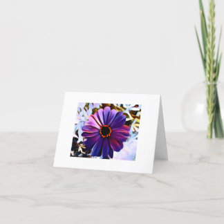 Small, 4" x 5.6" Folded Card. Purple Flower. Tack Kort