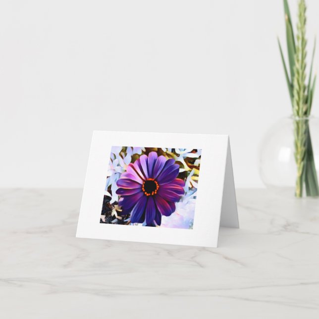 Small, 4" x 5.6" Folded Card. Purple Flower. Tack Kort (Framsida)