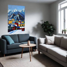 Small American City i berget | AI Art Poster
