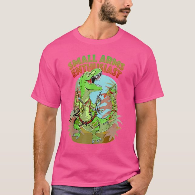 Small Arm Enthusiast Rex Dinosaur Gun T Shirt (Framsida)