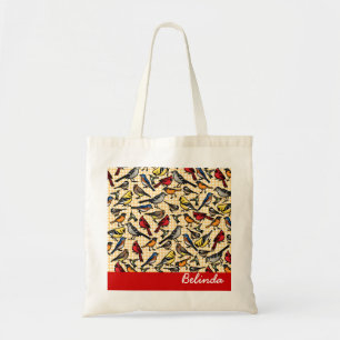 Small Backyard Birds on Gingham, Personlig Tygkasse