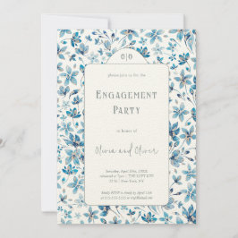 Small Blåa blommor Förlovningsfest Inbjudningar
