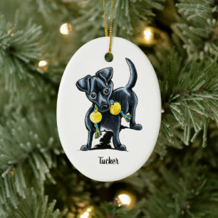 Small Black Dog Personalized Julgransprydnad Keramik