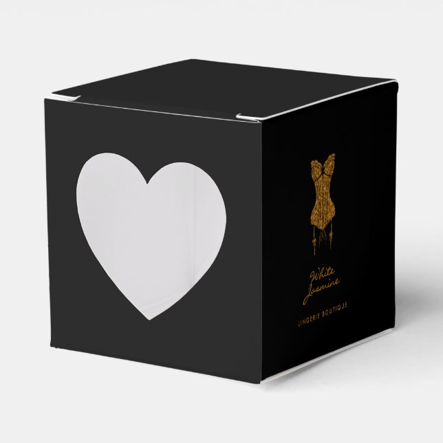 Small Black Guld Glitter Lingerie Boutique Presentaskar (Framsidan Sidan)