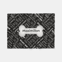 SMALL Black med vit Hund Bone och Namn