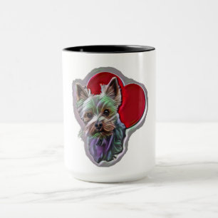 Small Blue Guld PopArt Yorkshire Yorkie Terrier Mugg