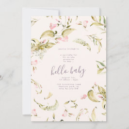 Small Boho Wildblommor Garden Hej Baby Shower Inbjudningar