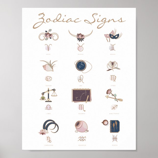 Small Boho Zodiac-tecken Poster (Framsidan)