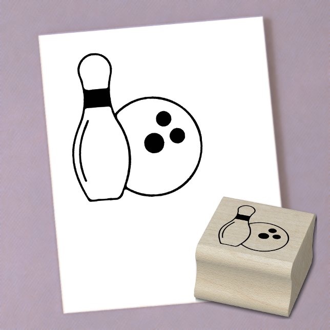 Small Bowling Pin & Boll Mini Wooden Art Frimärke Stämpel (🎳 Add a strike of creativity to your crafts! 🏆)