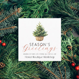 Small Business Christmas Tree Winter Greenery Fyrkantigt Visitkort