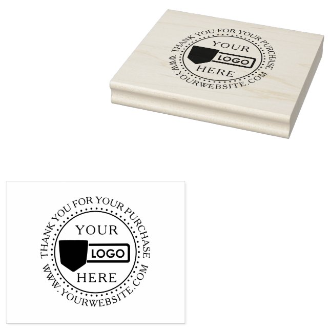Small Business Custom Wood Art Stamp with Logo Stämpel (Stämplad)