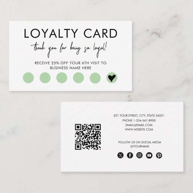 Small Business QR Code Loyalty Reward Discount Visitkort (Fram/baksida)