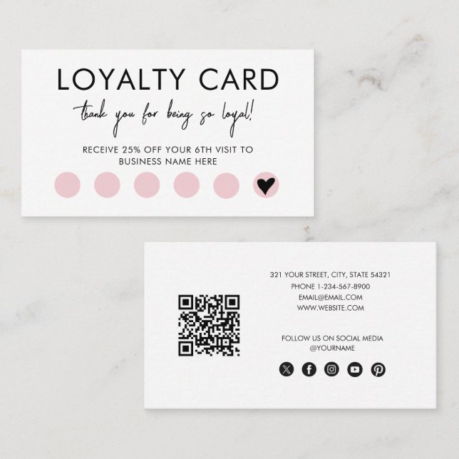 Small Business QR Code Loyalty Reward Discount Visitkort (Fram/baksida)