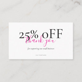 Small Business Thank You Discount Card Blush Visitkort