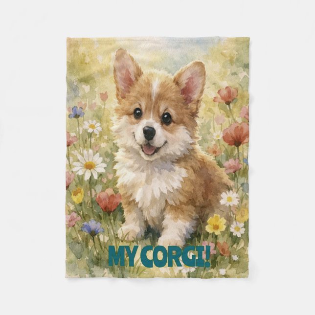 Small Corgi Customized Blanket Fleecefilt (Framsidan)
