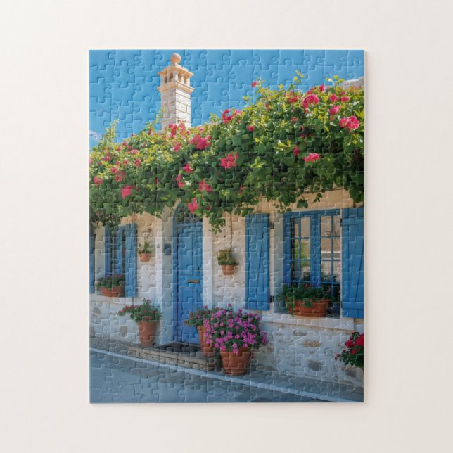 Small Cozy House Puzzle with Blue Windows and Flow Pussel (Vertikal)