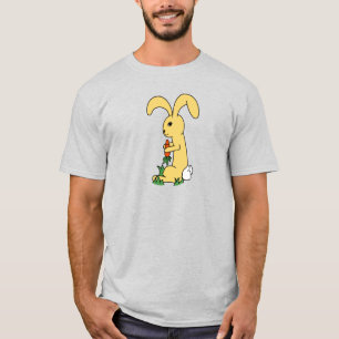 Small Cute Gult Tecknad Bunny Holding A Carrot T Shirt