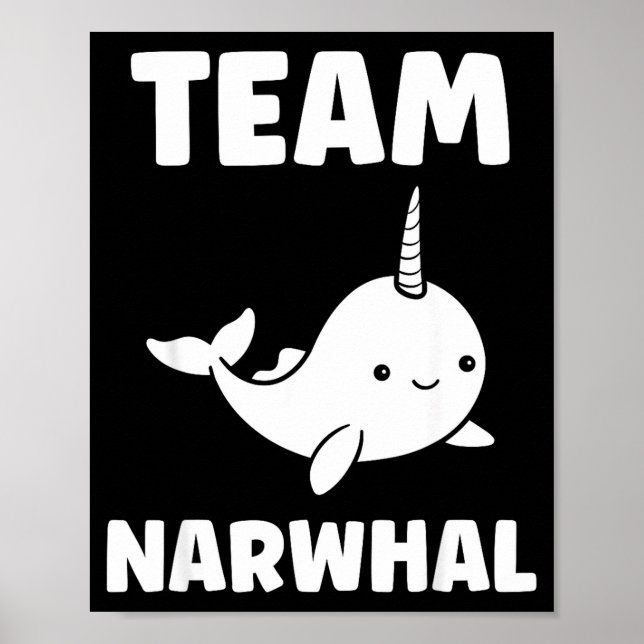 Small Cute Simple Minimalist Sea Unicorn Team Narw Poster (Framsidan)