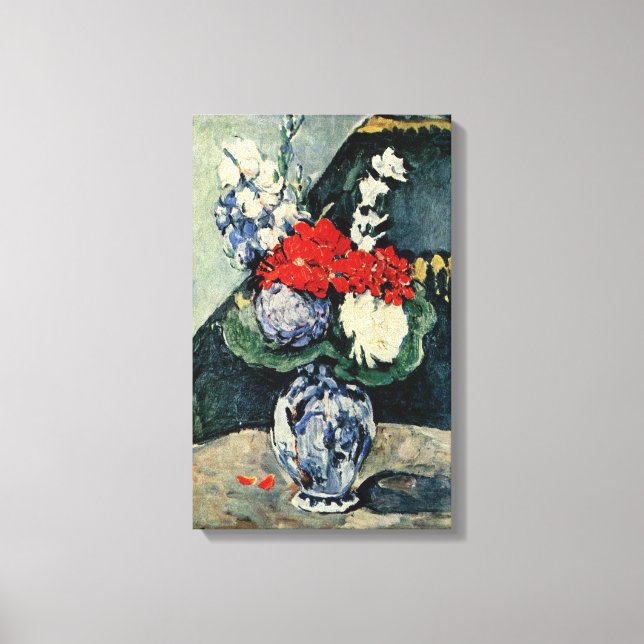 Small Delft Vas med blommor av Paul Cezanne Canvastryck (Framsida)