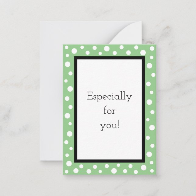 Small Dot Gift Note-kort_Vår-Grönt Anteckningskort (Framsida)