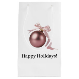 SMALL DUSTY ROSE HOLIDAY ORNAMENT GIFT BAG