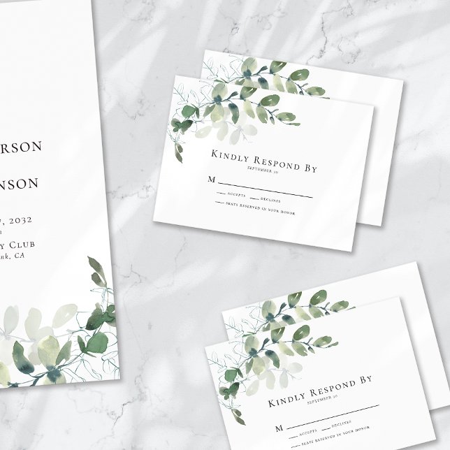 Small Eucalyptus Greenery Bröllop OSA Card Anteckningskort (Skapare uppladdad)