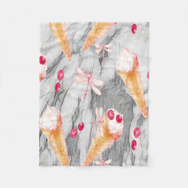 Small Fleece Blanket med Ice Cream Cones (Framsidan)
