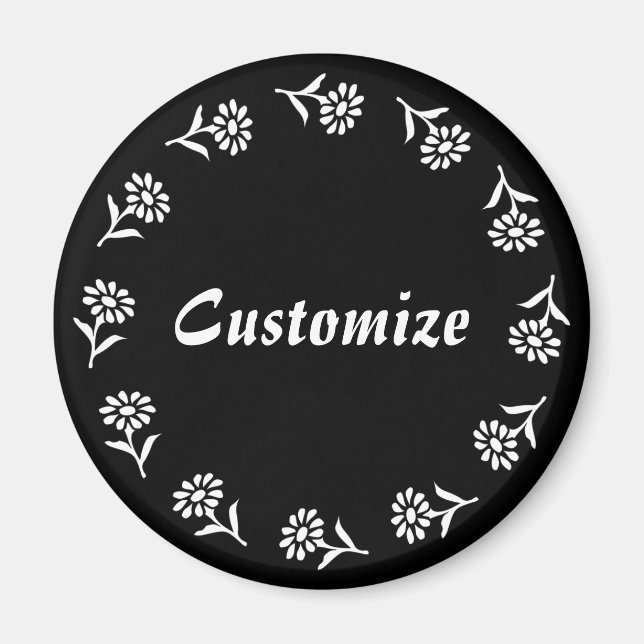 small Flowers Template - B&W - v2 Magnet (Framsidan)