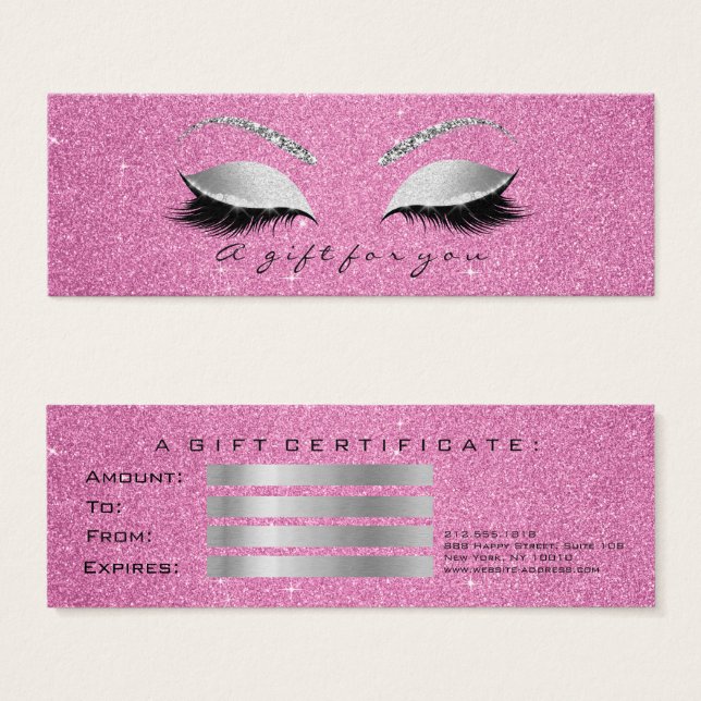 Small Gift Certificate Grått Rosa Lash Makeup Litet Visitkort (Framsida & baksida)