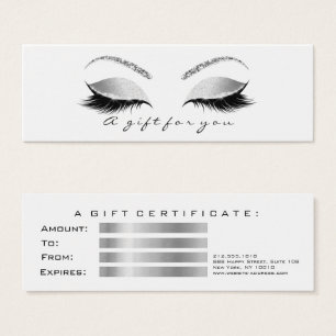 Small Gift Certificate Grått White Lash Makeup Litet Visitkort