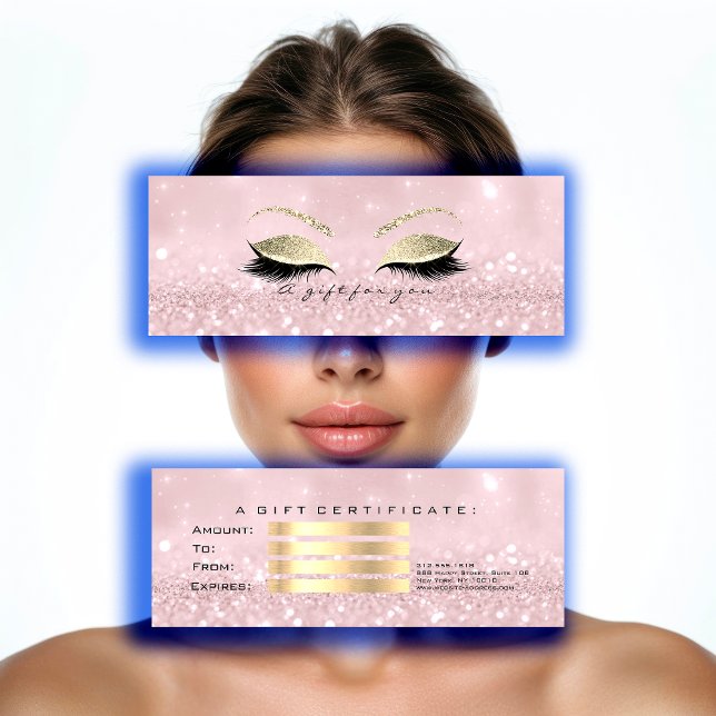 Small Gift Certificate Rosa Glitter Lash Makeup1 Litet Visitkort (Small Gift Certificate Pink Glitter Lash Makeup)