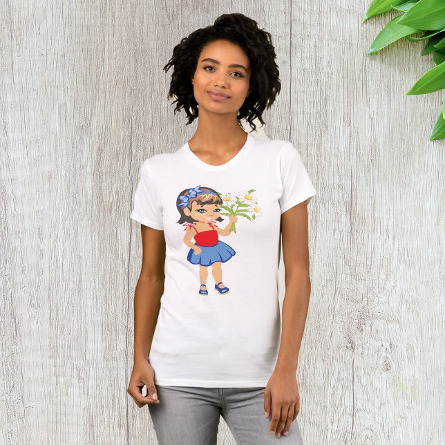 Small Girl Holding Daisys Womens T-Shirt (Skapare uppladdad)
