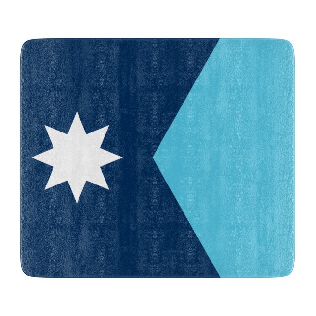 Small glass cutting board with flag of Minnesota (Framsidan)