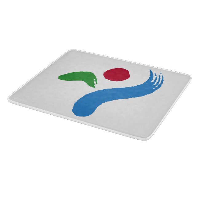 Small glass cutting board with flag of Seoul (Hörn)