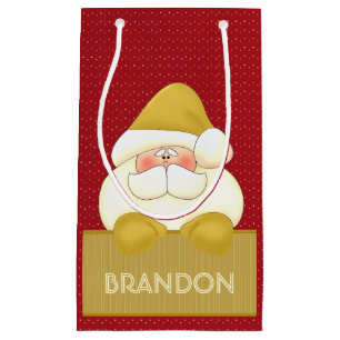 SMALL Golden Santa med Red Polka dots Small Gift