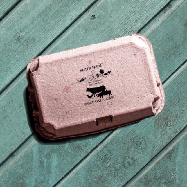 Small Homestead Farm Egg Carton Food Label Självfärgande Stämpel (Skapare uppladdad)