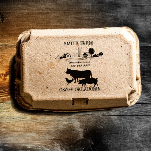 Small Homestead Farm Egg Carton Food Label Stämpel (Skapare uppladdad)